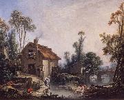 Francois Boucher Landscape with a Watermill oil painting reproduction